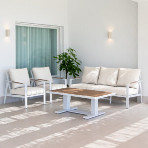 SET SAUCE SOFA BLANCO ALUMINO